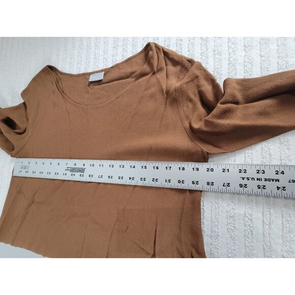 Niche Nilgun Derman Womens Medium Brown Textured Rayon Long Sleeve Top Loose - Picture 7 of 8
